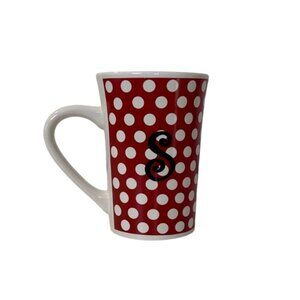 Red & White Polka Dot Ceramic Mug With Initial "S" By Home Essentials
